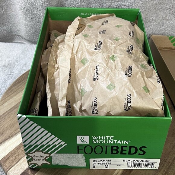 White Mountain Footbeds Clog Slip On Women’s Sz 8M Black Suede Sweater Trim - Picture 8 of 9